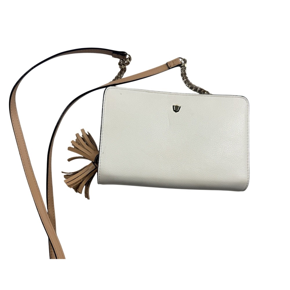 Gianni Bini Crossbody Purse Small 8.5x5 White Fringe Boho Wallet Y2K Minimalist